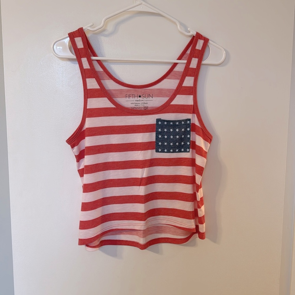 American Flag Crop Top Tank Size M